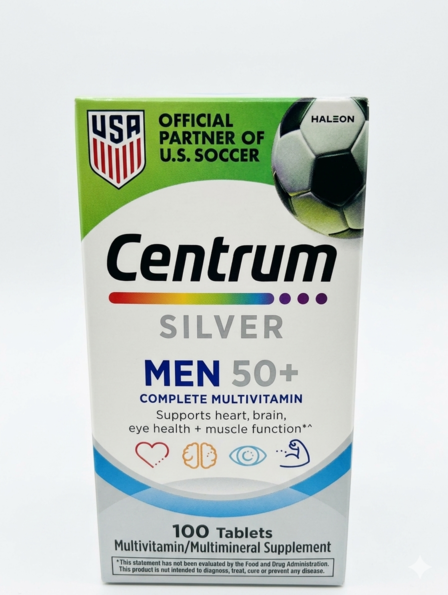 Centrum Silver Multivitamin for Men 50 Plus, Multimineral Supplement, Vitamin D3, B-Vitamins and Zinc, Gluten Free, Non-GMO Ingredients, Supports memory and cognition in older adults