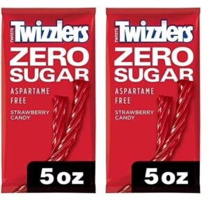 Twizzlers Zero Sugar Twists Strawberry Flavored Licorice Style Candy, Bag 5 oz