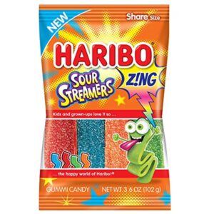 Haribo Gummi Candy, Z!NG Sour Streamers, 3.6