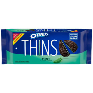 OREO Thins Chocolate Mint Cream Sandwich Cookies, Family Size, 11.78 oz