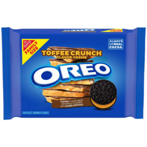 OREO Chocolate Sandwich Cookies with Toffee Crunch Cream and Sugar Crystals, Family Size, 17 oz