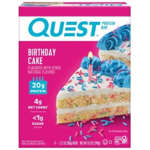 Quest Protein Bar , Sabor Pastel de Cumpleaños, sin Gluten, 20 G de Proteína