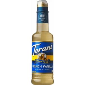 Torani Jarabe de Vainilla Francesa sin Azúcar, Cero Calorías, Jarabe Embotellado Auténtico de Cafetería